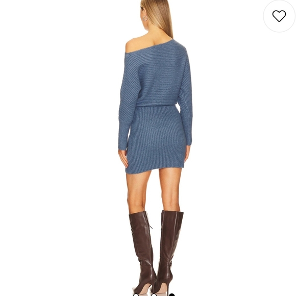 Blue Ribbed Knit Dress - Picture 3 of 6